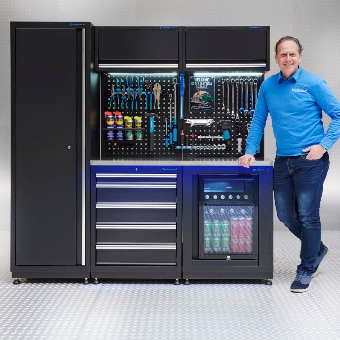 Werkplaatsinrichting PREMIUM RVS werkblad met koelkast – 285 cm breed-43