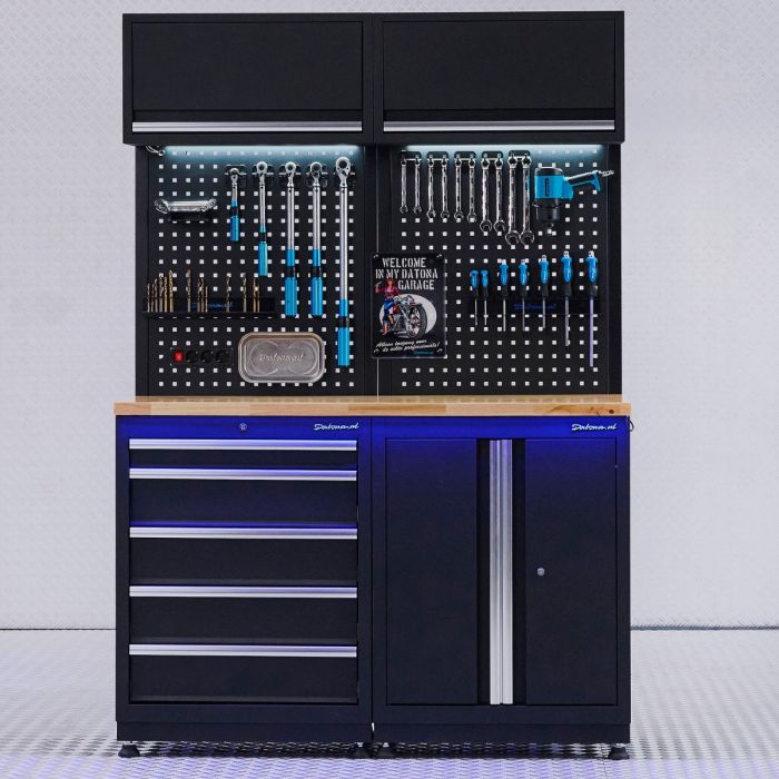 Werkplaatsinrichting PREMIUM eiken met kast en lades - 135 centimeter