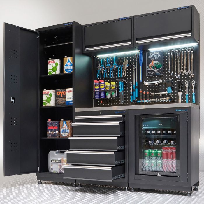 Werkplaatsinrichting PREMIUM RVS werkblad met koelkast – 285 cm breed-38