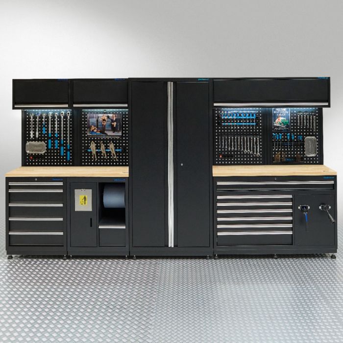 Werkplaatsinrichting PREMIUM met eiken werkblad - 362 cm breed