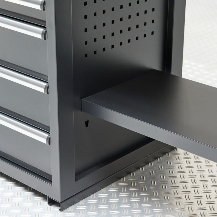 Werkbank PRO - eiken werkblad - 12 lades - 200 cm - zwart-13