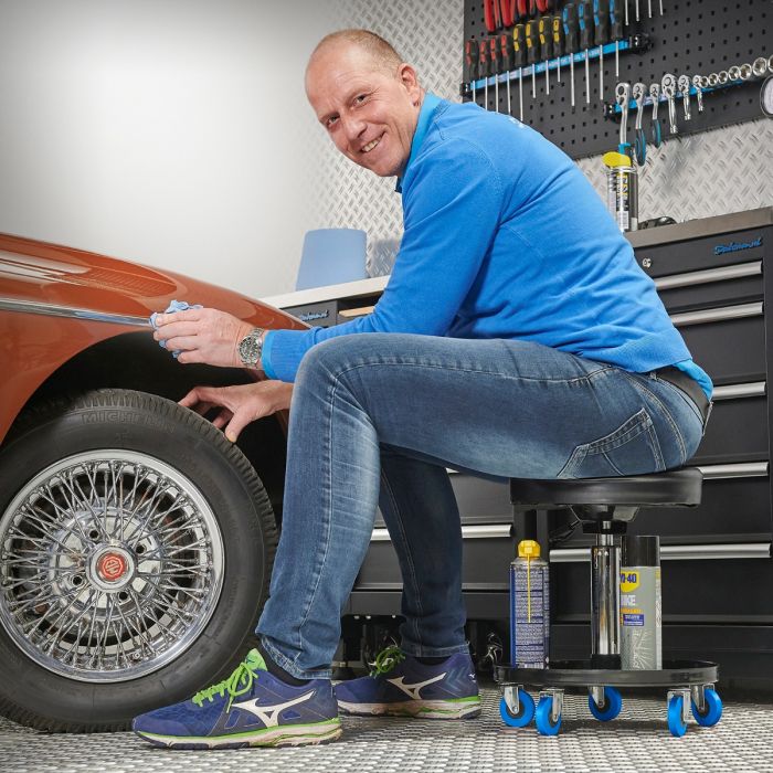 Verrijdbare werkplaatskruk - Zwart-3