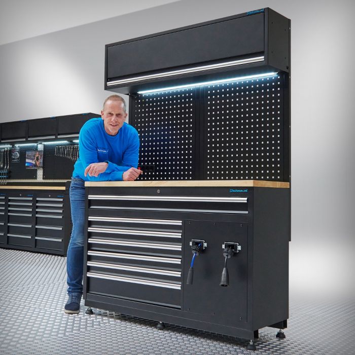 Werkplaatsinrichting PREMIUM met eiken werkblad en extra brede lades - 340 cm breed-19