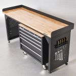 Werkbank PRO - eiken werkblad - gereedschapswagen - 200 cm - zwart-2-thumb