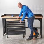 Werkbank PRO - eiken werkblad - gereedschapswagen - 200 cm - zwart-23-thumb