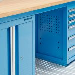 Werkbank PRO bamboe - 6 lades - opbergkast - 200 cm - blauw-3-thumb