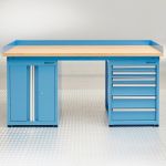 Werkbank PRO bamboe - 6 lades - opbergkast - 200 cm - blauw-2-thumb