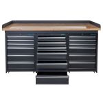 Werkbank PRO - eiken werkblad - 18 lades - 200 cm - zwart-24-thumb