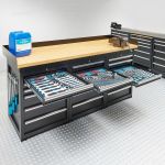 Werkbank PRO - bamboe werkblad - 18 lades - 200 cm - zwart-2-thumb