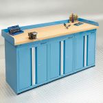 Werkbank PRO bamboe - 3 opbergkasten - 200 cm - blauw-0-thumb