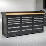 Werkbank PRO - bamboe werkblad - 18 lades - 200 cm - zwart-3-thumb