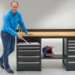Werkbank PRO - eiken werkblad - 12 lades - 200 cm - zwart-1-thumb