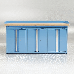 Werkbank PRO bamboe - 3 opbergkasten - 200 cm - blauw-7-thumb