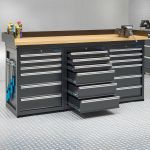 Werkbank PRO - eiken werkblad - 18 lades - 200 cm - zwart-4-thumb