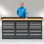 Werkbank PRO - bamboe werkblad - 18 lades - 200 cm - zwart-0-thumb