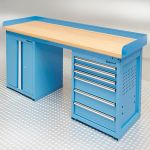 Werkbank PRO bamboe - 6 lades - opbergkast - 200 cm - blauw-1-thumb