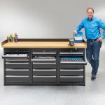 Werkbank PRO - bamboe werkblad - 18 lades - 200 cm - zwart-1-thumb