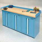 Werkbank PRO bamboe - 3 opbergkasten - 200 cm - blauw-4-thumb