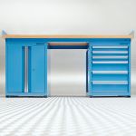 Werkbank PRO bamboe - 6 lades - opbergkast - 200 cm - blauw-4-thumb