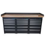 Werkbank PRO - eiken werkblad - 18 lades - 200 cm - zwart-25-thumb