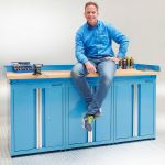 Werkbank PRO bamboe - 3 opbergkasten - 200 cm - blauw-1-thumb