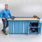Werkbank PRO bamboe - 3 opbergkasten - 200 cm - blauw-3-thumb