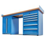 Werkbank PRO bamboe - 6 lades - opbergkast - 200 cm - blauw-22-thumb