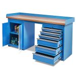 Werkbank PRO bamboe - 6 lades - opbergkast - 200 cm - blauw-23-thumb