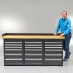 Werkbank PRO - bamboe werkblad - 18 lades - 200 cm - zwart-8-thumb