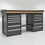 Werkbank PRO - eiken werkblad - 12 lades - 200 cm - zwart-9-thumb